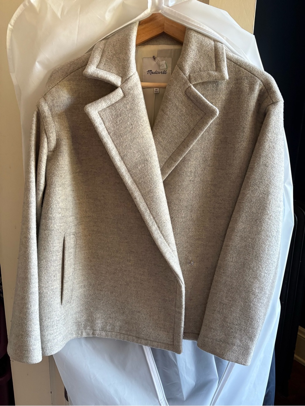 Madewell Women's Taupe Short Wool-Blend Blazer Jacket